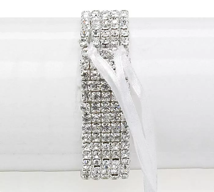 .75" SILVER RHINESTONE CORSAGE BRACELET