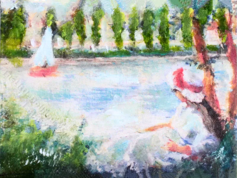 "Girl by a River" Replica Painting by Larry Morganti