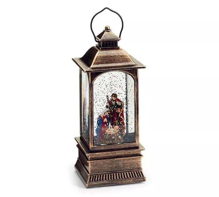 HOLY FAMILY LANTERN SNOW GLOBE
